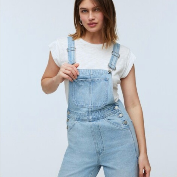 Madewell Women's Sky Blue Denim Overalls - Picture 1 of 10